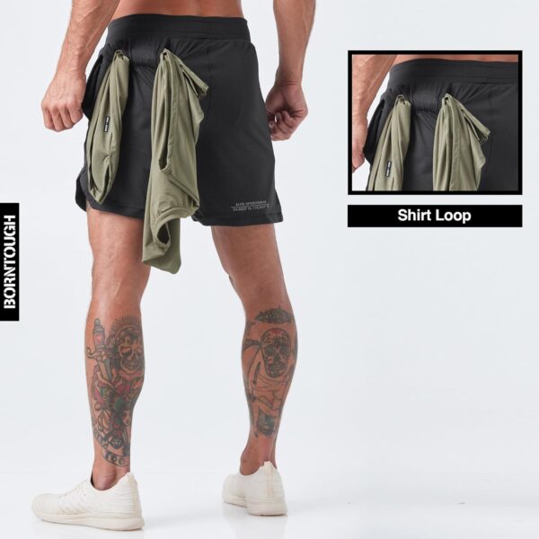 Born Tough 2 in 1 Mens Workout Shorts, 7 Inch Inseam Gym Shorts, Athletic Shorts for Bodybuilding, Running with Liner Pocket - Image 4