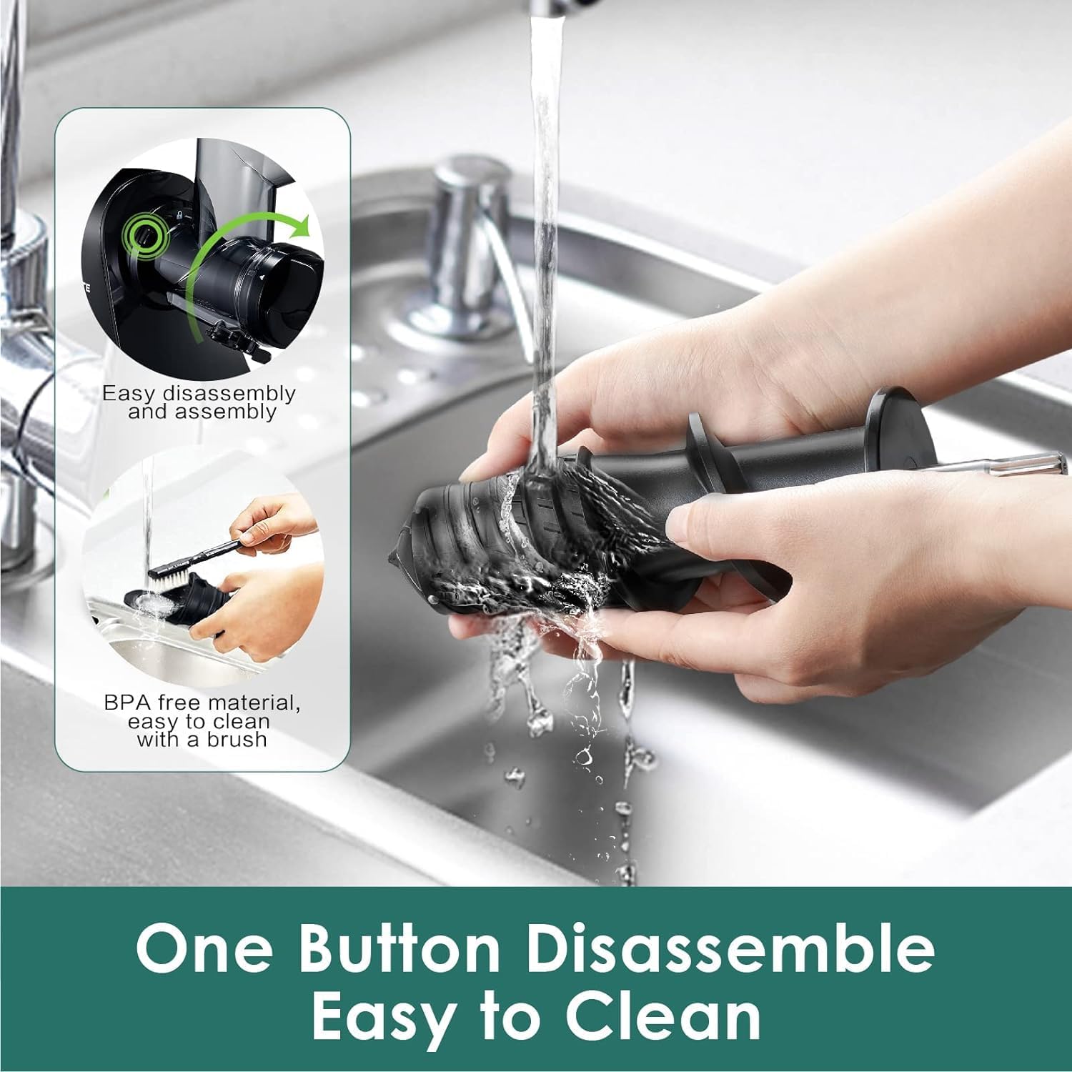 Masticating Slow Juicers, 3-inch Wide Feeding Chute Cold Press Juicer, Celery Juicer, Juicer Machines Vegetable and Fruit,Juice Recipes Included, 2 Speed, BPA-Free, Easy Clean, 200W(Black) - Image 9