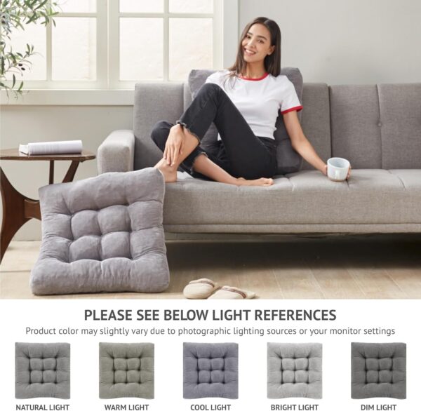 Meditation Floor Pillow Set of 2, Square Large Pillows Seating for Adults, Tufted Corduroy Floor Cushion for Tatami Living Room, Grey, 22x22 Inch - Image 4