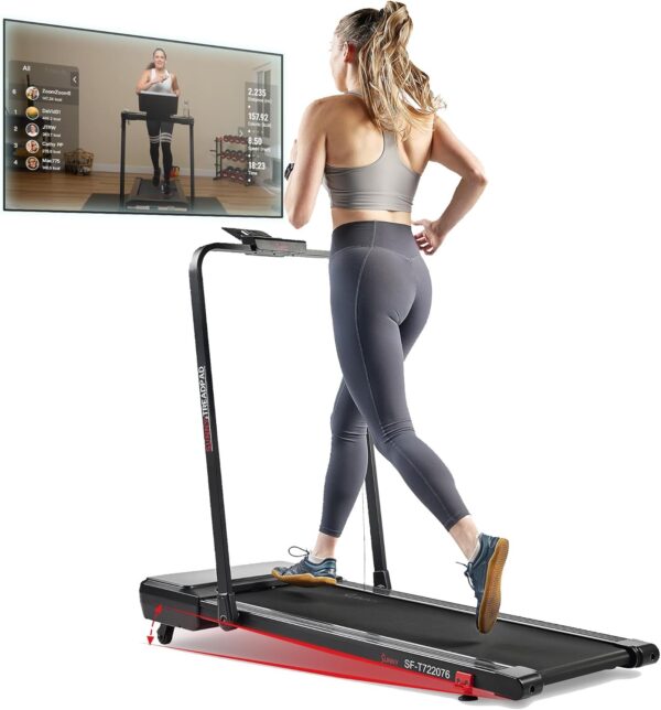 Sunny Health & Fitness Sleek Compact Smart Treadpad Treadmill with 6-Level Auto Incline, Remote Control, Shock Absorption, Optional Dual Mode Walking/Running & Free SunnyFit App Bluetooth Connectivity - Image 2