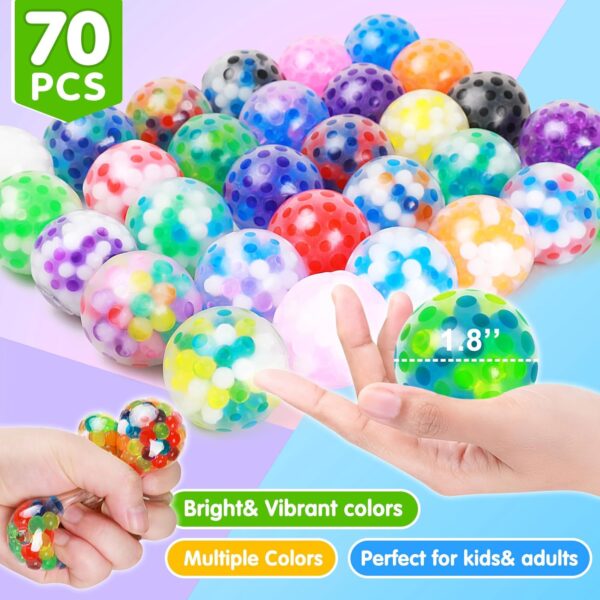 70Pcs Stress Balls-Squishy Stress Balls Bulk-Treasure Box Toys-Fidgets Prizes Bulk-Sensory Balls-Stress Balls for Adults -Classroom Prize-Goodie Bag Stuffers, Sensory Toys for Autistic Autism ADHD - Image 3