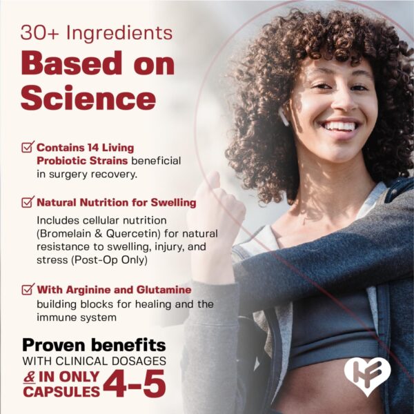 Complete Surgery & Injury Recovery Supplement: for Wound, Scar Treatment & Bruising w/Vitamins, Bromelain, Quercetin & Probiotics (Pre+Post Op) - Image 6