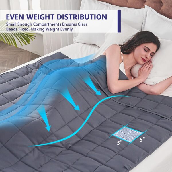 yescool Weighted Blanket for Adults (20 lbs, 60” x 80”, Grey) Cooling Heavy Blanket for Sleeping Perfect for 190-210 lbs, Queen Size Breathable Blanket with Premium Glass Bead, Machine Washable - Image 3