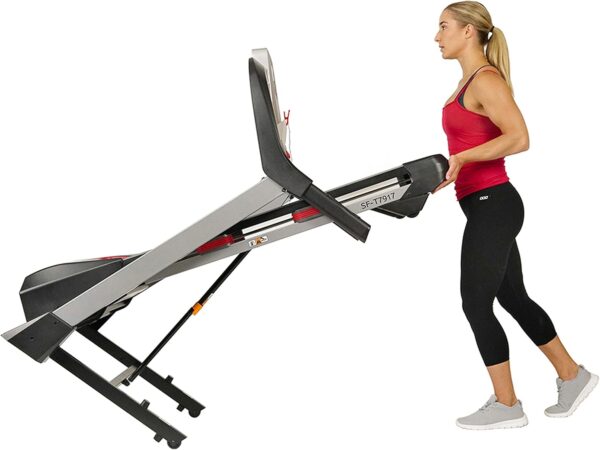 Sunny Health & Fitness Compact & Foldable Treadmill, Non-Slip Surface, Optional Dual Mode Walking/Running, Non-Electric Fixed Incline, Digital Monitor, Smart Bluetooth Connection with SunnyFit App - Image 9
