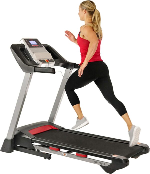 Sunny Health & Fitness Compact & Foldable Treadmill, Non-Slip Surface, Optional Dual Mode Walking/Running, Non-Electric Fixed Incline, Digital Monitor, Smart Bluetooth Connection with SunnyFit App - Image 8
