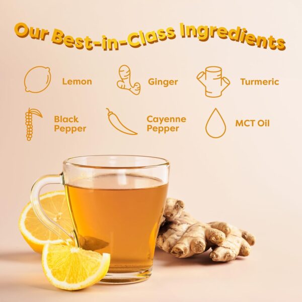 FlavCity Daily Rescue Lemon Ginger Immunity Tea with No Added Sugar - Delicious Caffeine-Free Herbal Tea Mix for Wellness Boost - Shelf-Stable, Vegan, Keto & Non-GMO (1.9 oz, 30 Servings) - Image 4