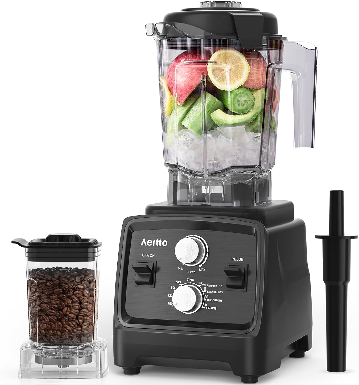 Aeitto Blender, Blenders for Kitchen with 1800W Motor, 68Oz. Large Capacity, 2-in-1 Blender & Grinder Combo, BPA-Free Countertop Professional Blender for Smoothies, Ice Crush, Frozen Drinks, Black - Image 2