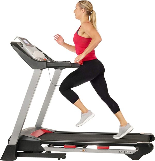 Sunny Health & Fitness Compact & Foldable Treadmill, Non-Slip Surface, Optional Dual Mode Walking/Running, Non-Electric Fixed Incline, Digital Monitor, Smart Bluetooth Connection with SunnyFit App - Image 2