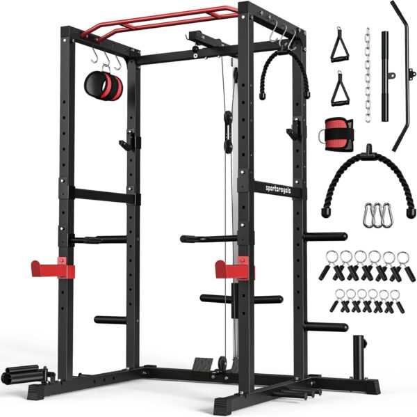 Sportsroyals Power Cage,1600lbs Multi-Function Power Rack with Adjustable Cable Crossover System and More Training Attachment, Weight Cage for Home Gym - Image 2