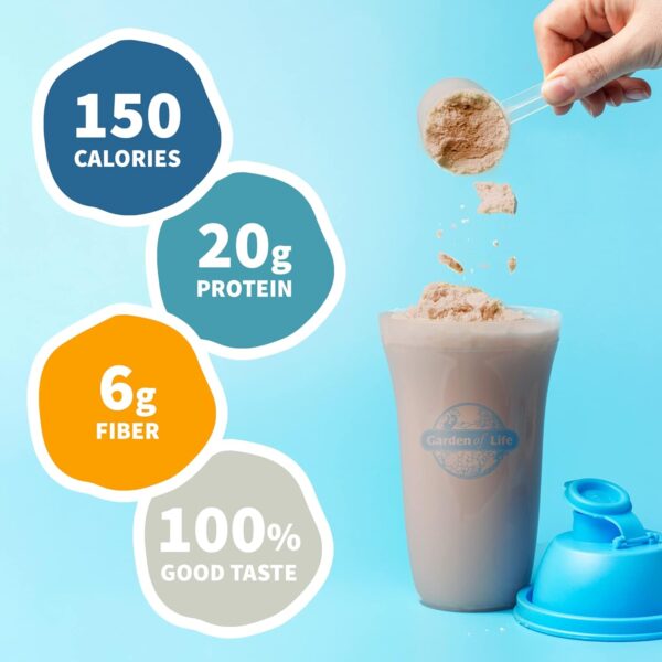 Garden of Life Meal Replacement Shakes, Vegan Protein Powder, Raw Organic Protein Powder, Chocolate Protein Powder with Plant Based Pea Protein, Sprouts, Greens, Probiotics, Dairy Free 28 Servings - Image 4