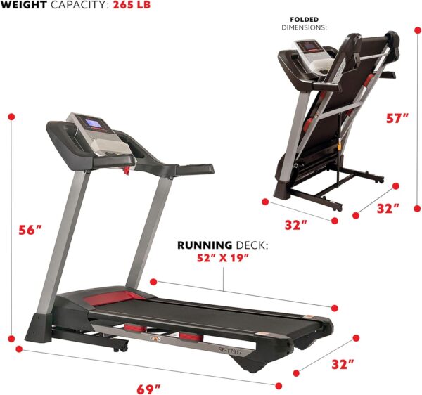 Sunny Health & Fitness Compact & Foldable Treadmill, Non-Slip Surface, Optional Dual Mode Walking/Running, Non-Electric Fixed Incline, Digital Monitor, Smart Bluetooth Connection with SunnyFit App - Image 7