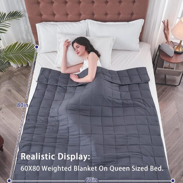 yescool Weighted Blanket for Adults (20 lbs, 60” x 80”, Grey) Cooling Heavy Blanket for Sleeping Perfect for 190-210 lbs, Queen Size Breathable Blanket with Premium Glass Bead, Machine Washable - Image 2