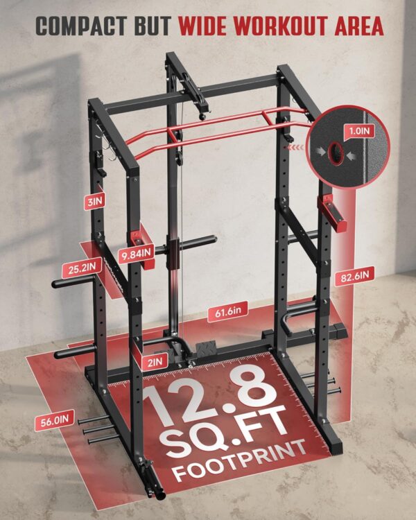 Sportsroyals Power Cage,1600lbs Multi-Function Power Rack with Adjustable Cable Crossover System and More Training Attachment, Weight Cage for Home Gym - Image 8