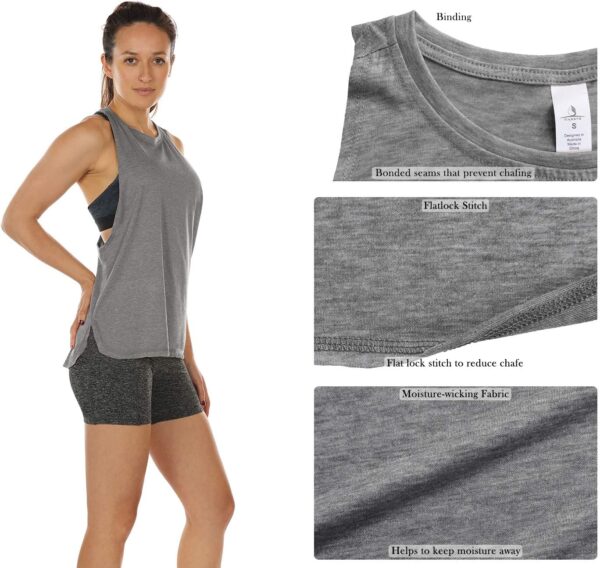 icyzone Women's Racerback High Neck Workout Athletic Yoga Muscle Tank Tops - Image 4