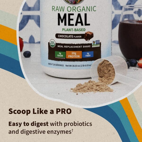Garden of Life Meal Replacement Shakes, Vegan Protein Powder, Raw Organic Protein Powder, Chocolate Protein Powder with Plant Based Pea Protein, Sprouts, Greens, Probiotics, Dairy Free 28 Servings - Image 6