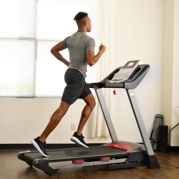 Sunny Health & Fitness Compact & Foldable Treadmill, Non-Slip Surface, Optional Dual Mode Walking/Running, Non-Electric Fixed Incline, Digital Monitor, Smart Bluetooth Connection with SunnyFit App - Image 10