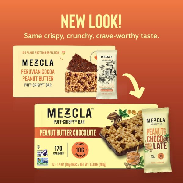 Mezcla Vegan Protein Bars, Gluten Free Snack Made with Pea Protein, Chocolate Chips and Other Premium Ingredients, Healthy Snacks, Peanut Butter Chocolate, 10g of Protein, 12 Pack - Image 7
