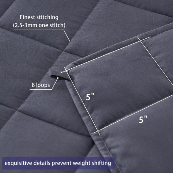 yescool Weighted Blanket for Adults (20 lbs, 60” x 80”, Grey) Cooling Heavy Blanket for Sleeping Perfect for 190-210 lbs, Queen Size Breathable Blanket with Premium Glass Bead, Machine Washable - Image 4