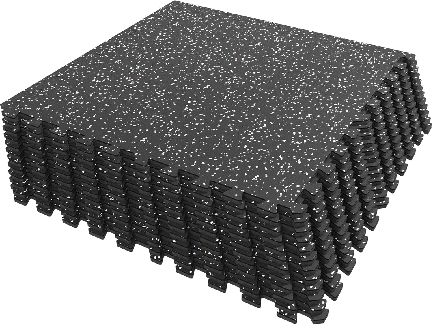 SUPERJARE 0.4 Inch Gym Flooring for Home Gym,12 Tiles Gym Floor Mat with Heavy Duty Rubber Top, Interlocking Rubber Flooring Mats, Workout Exercise Equipment Mats, Black/Grey - Image 2