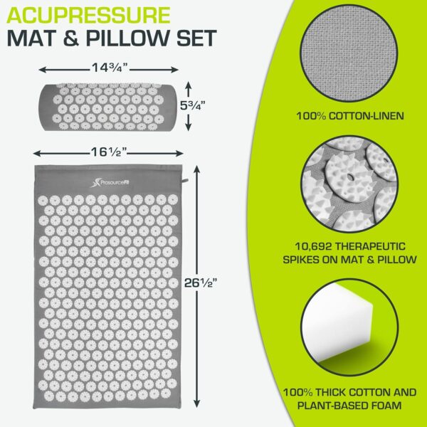 ProsourceFit Acupressure Mat and Pillow Set for Back/Neck Pain Relief and Muscle Relaxation - Image 3