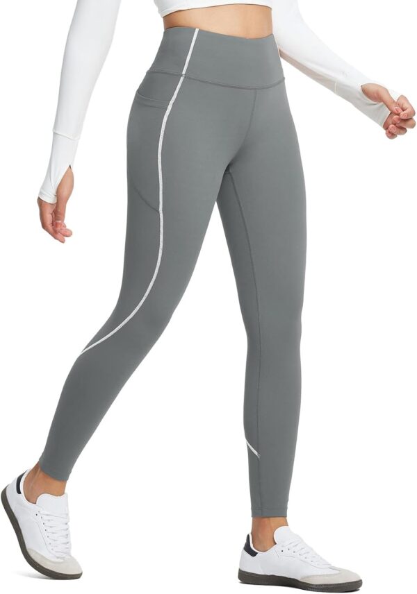 BALEAF Women's Leggings with Pockets for Yoga Workout High Waisted Legging Tummy Control Petite Ankle Pants - Image 2
