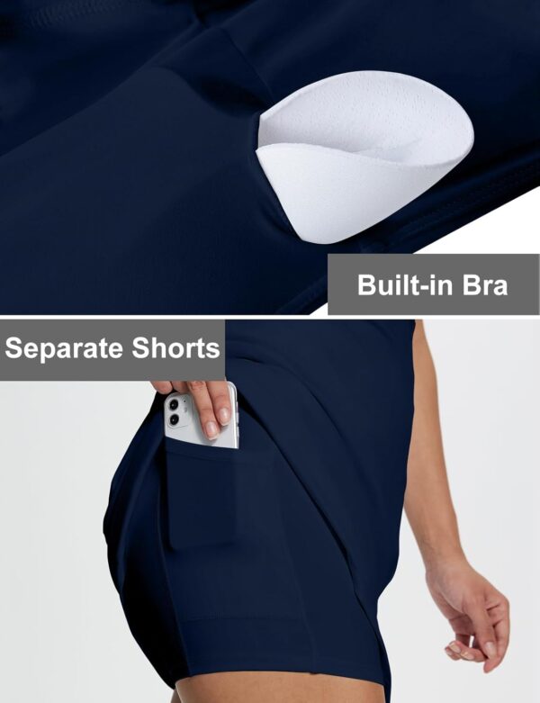 Square Neck Tennis Dresses for Women Golf Dress with Built-in Shorts Bra with Pockets for Athletic Sports Workout - Image 5