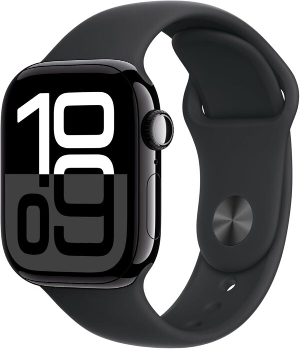 Apple Watch Series 10 [GPS 42mm case] Smartwatch with Jet Black Aluminium Case with Black Sport Band - S/M. Fitness Tracker, ECG App, Always-On Retina Display, Water Resistant - Image 2