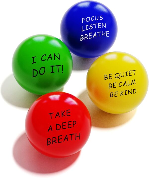ALMAH Motivational Stress Balls for Kids and Adults (4 Pack), Stress Relief Balls, Hand Exercise Therapy Balls for Anxiety, Fidget, Tension, Manage Anger and Stress - Image 2