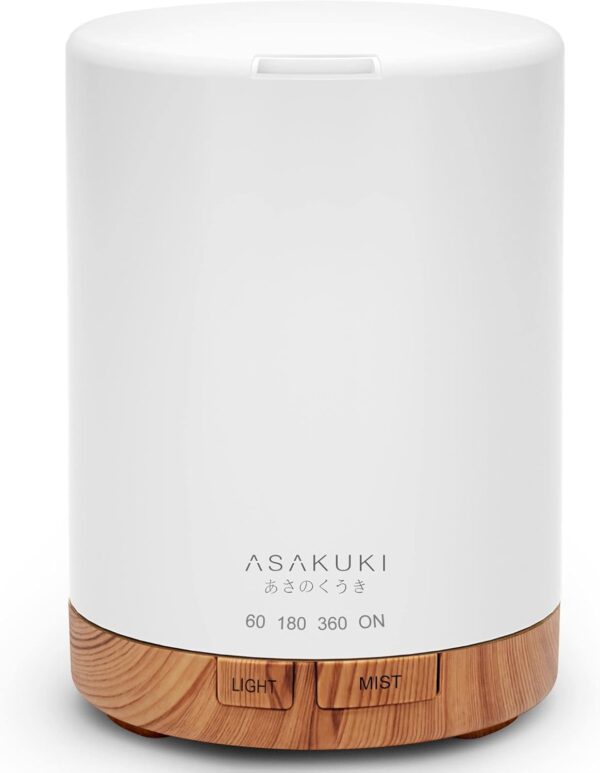 ASAKUKI 300ML Essential Oil Diffuser, Quiet 5-in-1 Premium Humidifier, Natural Home Fragrance Aroma Diffuser with 7 LED Color Changing Light and Auto-Off Safety Switch-Light Brown - Image 2