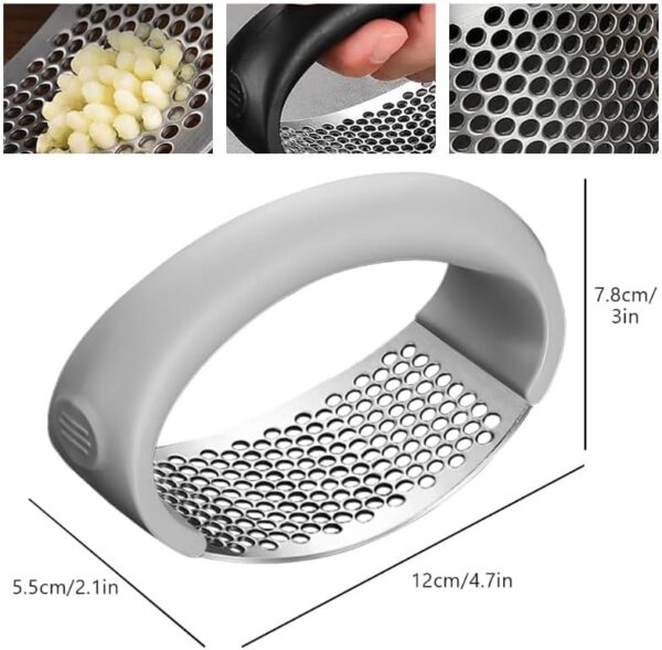 Garlic Press Rocker, Portable Manual Stainless Steel Garlic Press Rocker Crusher Masher with Garlic Peeling Drum for Home Kitchen Utensils (Black) - Image 6