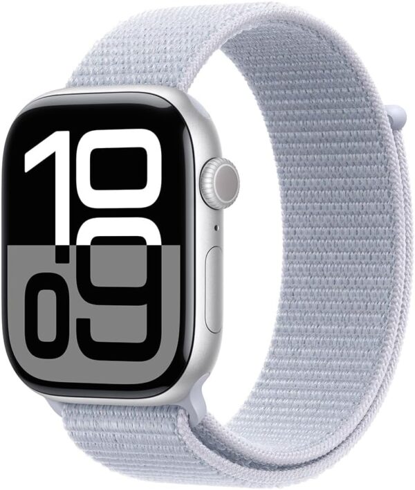 Apple Watch Series 10 [GPS 46mm case] Smartwatch with Silver Aluminium Case with Blue Cloud Sport Loop. Fitness Tracker, ECG App, Always-On Retina Display, Carbon Neutral - Image 5