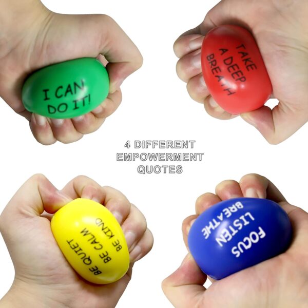 ALMAH Motivational Stress Balls for Kids and Adults (4 Pack), Stress Relief Balls, Hand Exercise Therapy Balls for Anxiety, Fidget, Tension, Manage Anger and Stress - Image 3