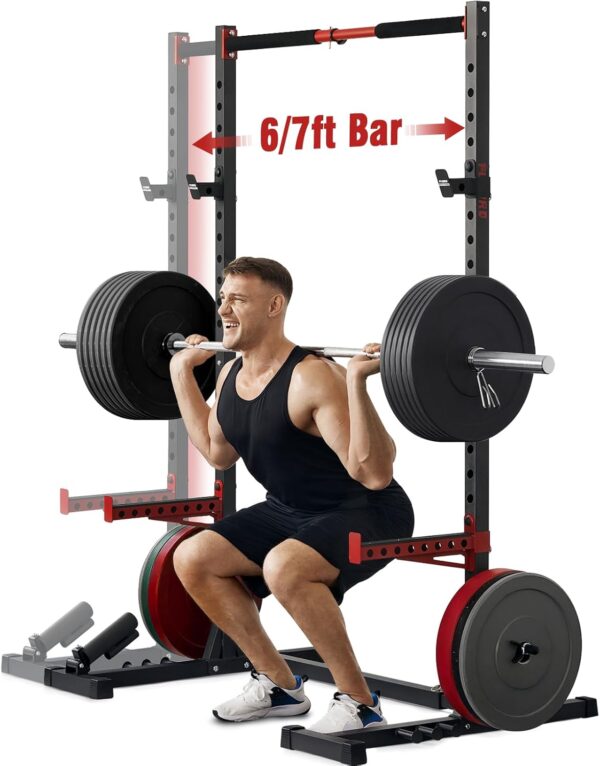 FLYBIRD Squat Rack with Pull-Up Bar, Adjustable Multi-Functional Power Rack, Inner Width Squat Rack Stand Suitable for 6FT,7FT Barbell for Home Gym Equipment… - Image 2