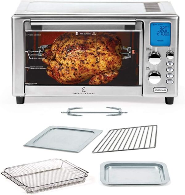 Emeril Lagasse Everyday 360 Stainless Steel Air Fryer, 360° Quick Cook Technology, XL capacity, 9-in-1, 12 Pre-Set Cooking Functions including Bake, Rotisserie, Broil, Pizza, Slow Cook, Toaster - Image 2