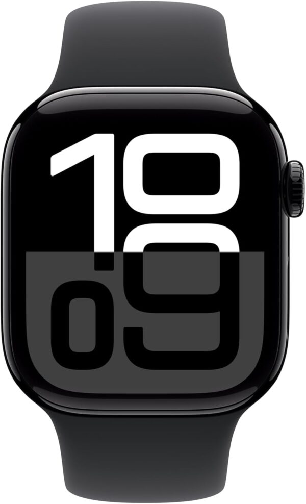 Apple Watch Series 10 [GPS 42mm case] Smartwatch with Jet Black Aluminium Case with Black Sport Band - S/M. Fitness Tracker, ECG App, Always-On Retina Display, Water Resistant - Image 4