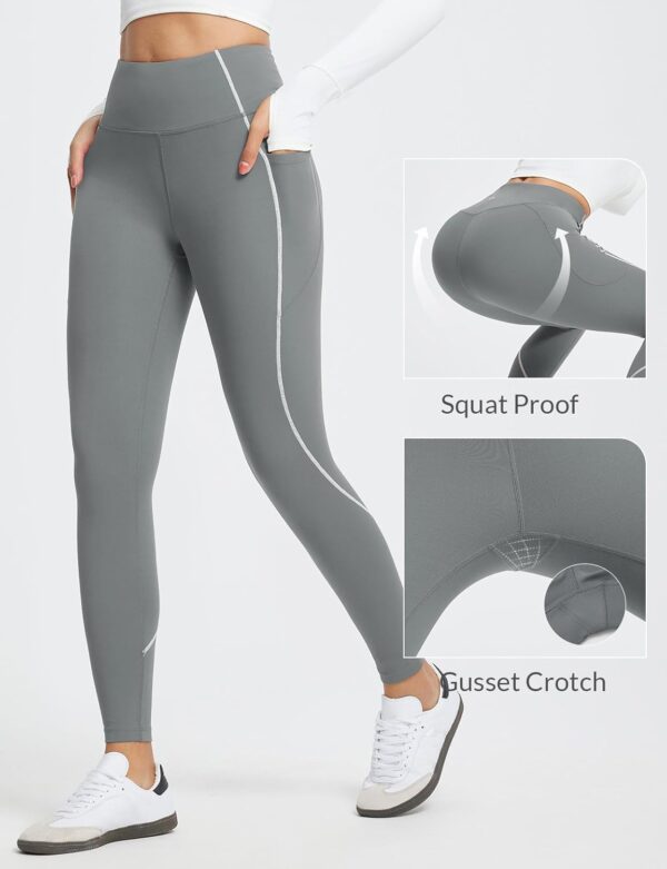 BALEAF Women's Leggings with Pockets for Yoga Workout High Waisted Legging Tummy Control Petite Ankle Pants - Image 7