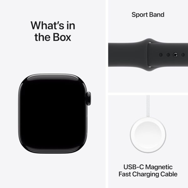 Apple Watch Series 10 [GPS 42mm case] Smartwatch with Jet Black Aluminium Case with Black Sport Band - S/M. Fitness Tracker, ECG App, Always-On Retina Display, Water Resistant - Image 8