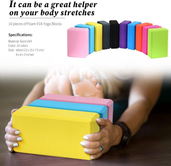 10 Pcs Foam EVA Yoga Blocks Lightweight Yoga Bricks Non Slip Supportive Foam Blocks Yoga Prop Accessories for Yoga Pilates Stretching and Meditation Women Men Yogi Yoga Beginners - Image 3