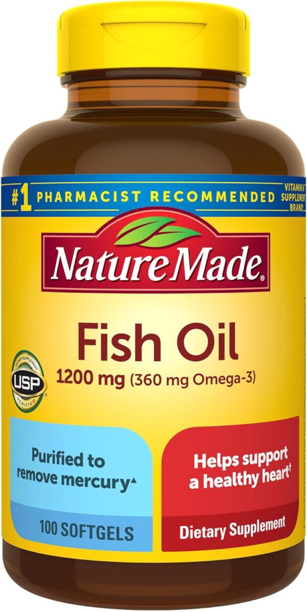 Nature Made Fish Oil 1200 mg Softgels, Fish Oil Supplements, Omega 3 Fish Oil for Healthy Heart Support, Omega 3 Supplement with 100 Softgels, 50 Day Supply - Image 2