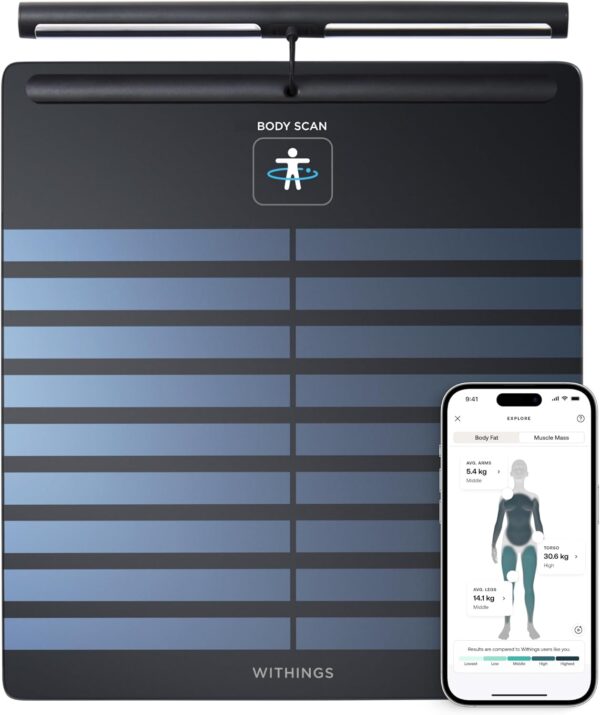 WITHINGS Smart Scales with Full Body Analysis Including Fat Content, Muscle Mass, Bone Density, Visceral Fat, Digital Personal Scales/Body Fat Scales with Bluetooth - Image 2