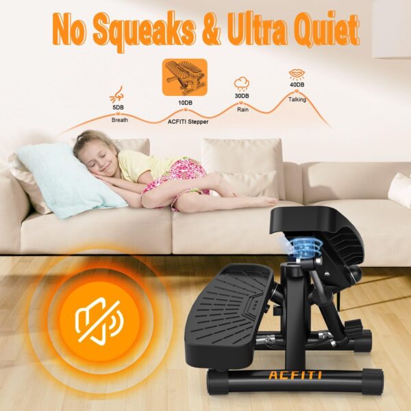 Steppers for Exercise at Home,Adjustable Resistance Stair Stepper with Resistance Bands,Mini Stepper with 350lbs Loading Capacity,Twist Stepper Portable Exercise Equipment for Full Body Workout - Image 6