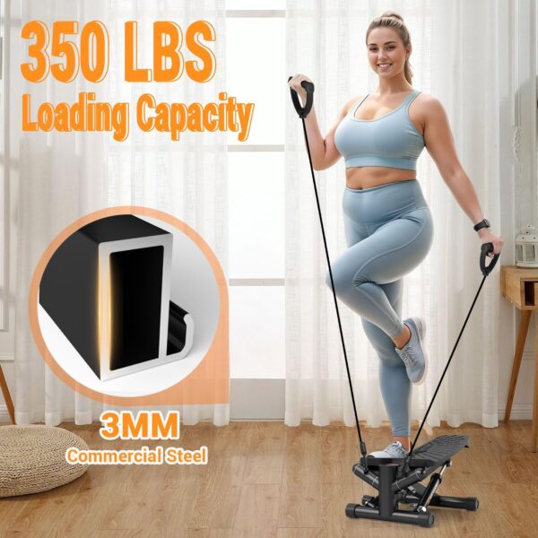 Steppers for Exercise at Home,Adjustable Resistance Stair Stepper with Resistance Bands,Mini Stepper with 350lbs Loading Capacity,Twist Stepper Portable Exercise Equipment for Full Body Workout - Image 7