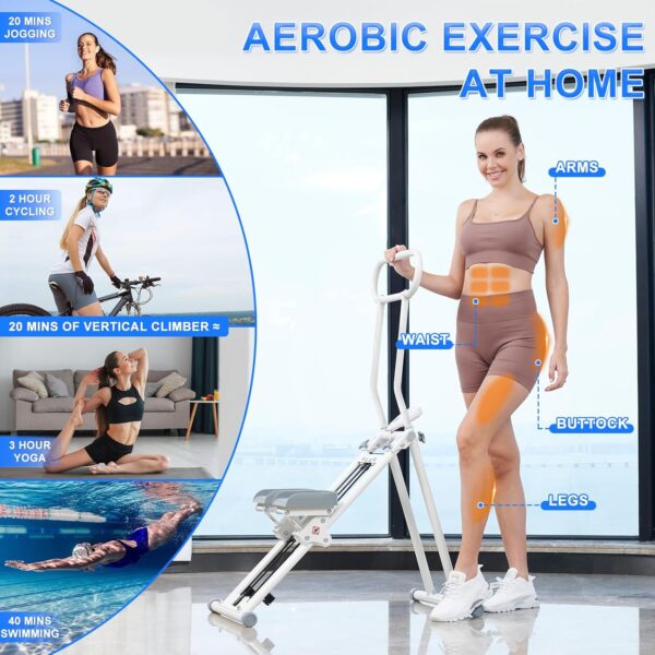 Stair Stepper for Home Gym,Folding Vertical Climber Cardio Exercise Machine,Stair Climber for Full Body Workout with Adjustable Handlebar for Women & Men - Image 3