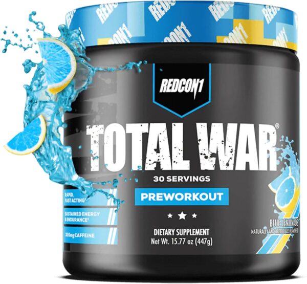 REDCON1 Total War Pre Workout Powder, Blue Lemonade - Beta Alanine + Citrulline Malate Keto Friendly Preworkout for Men & Women with 320mg of Caffeine - Fast Acting (30 Servings) - Image 2
