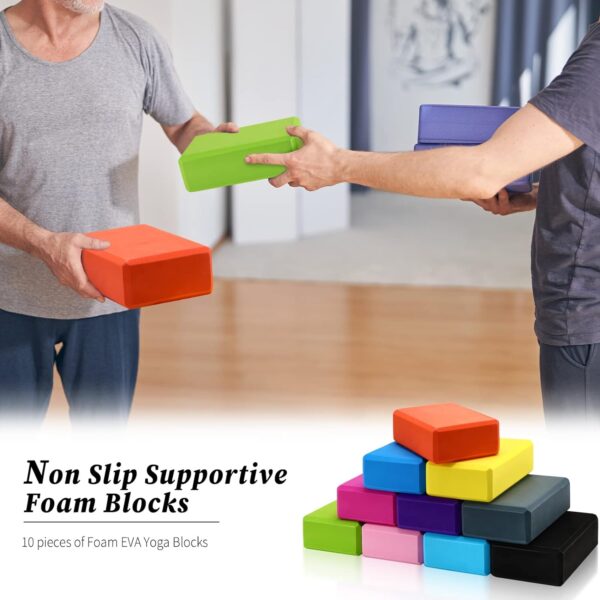 10 Pcs Foam EVA Yoga Blocks Lightweight Yoga Bricks Non Slip Supportive Foam Blocks Yoga Prop Accessories for Yoga Pilates Stretching and Meditation Women Men Yogi Yoga Beginners - Image 4