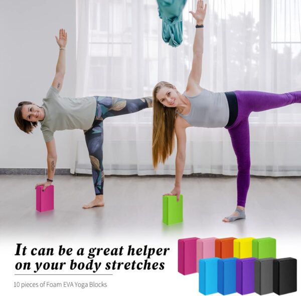 10 Pcs Foam EVA Yoga Blocks Lightweight Yoga Bricks Non Slip Supportive Foam Blocks Yoga Prop Accessories for Yoga Pilates Stretching and Meditation Women Men Yogi Yoga Beginners - Image 5