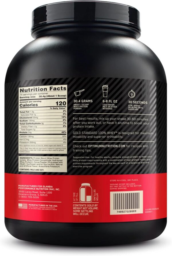 Optimum Nutrition Gold Standard 100% Whey Protein Powder, Double Rich Chocolate, 5 Pound (Packaging May Vary) - Image 9