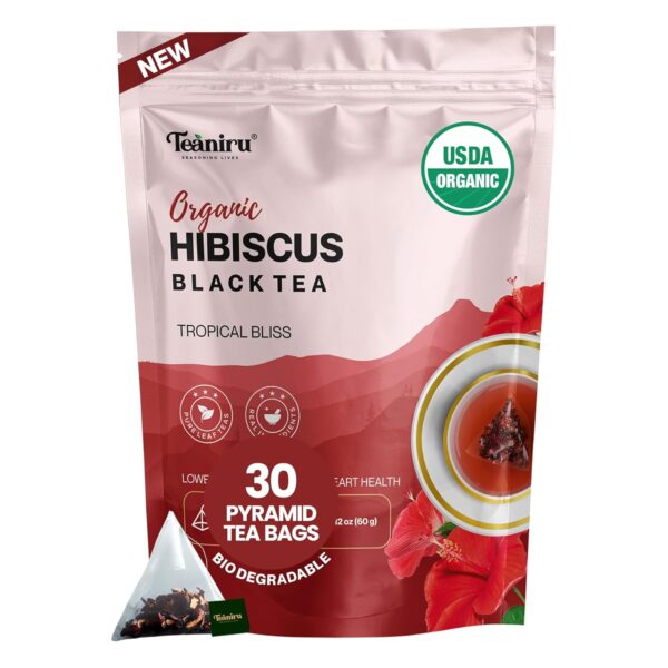 Teaniru, Organic Hibiscus Tea - 30 Count | Lowers Blood Pressure & Improves Heart Health | Loaded with Vitamin C, Flavonoids, & Minerals | Your Bedtime brew | Certified by USDA Organic - Image 2