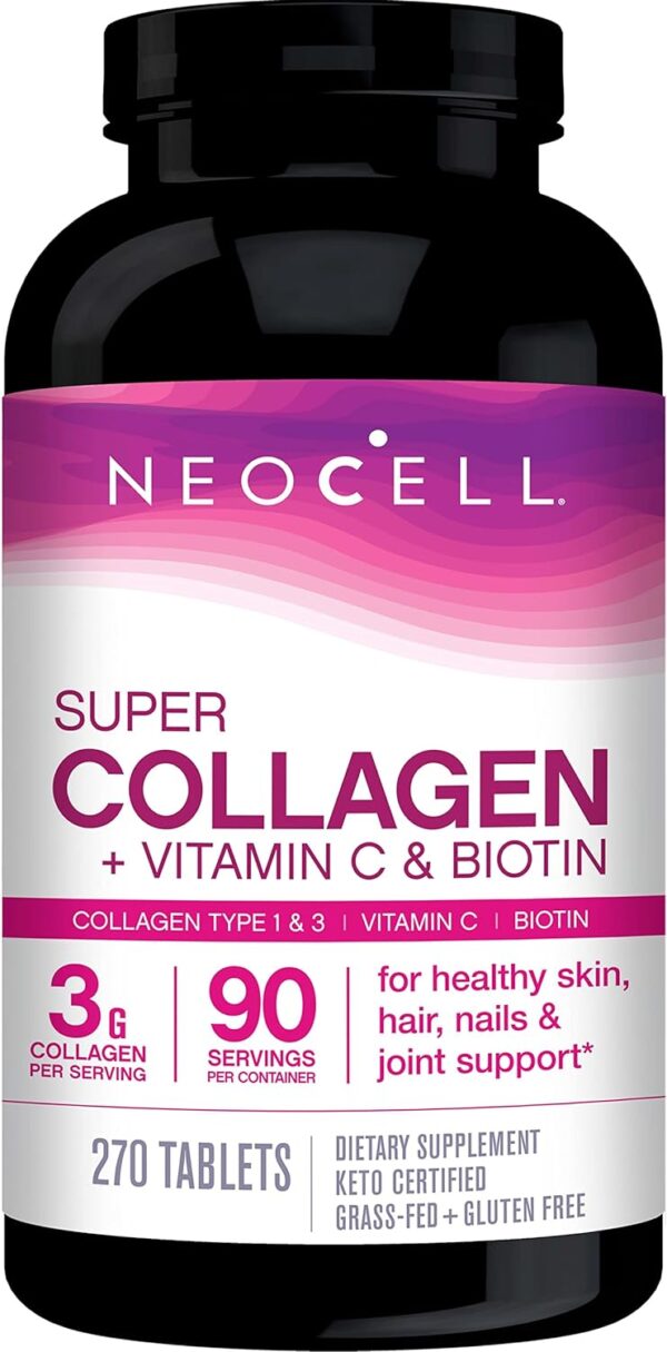NeoCell Super Collagen With Vitamin C and Biotin, Skin, Hair and Nails Supplement, Includes Antioxidants, Tablet, 270 Count, 1 Bottle - Image 2