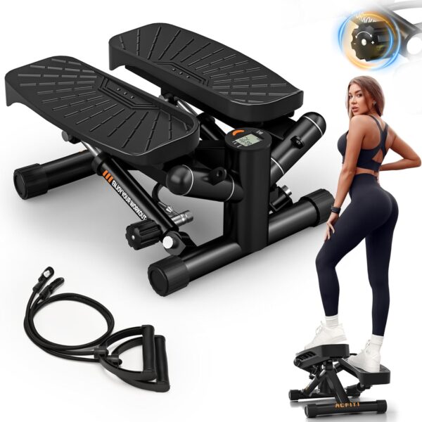 Steppers for Exercise at Home,Adjustable Resistance Stair Stepper with Resistance Bands,Mini Stepper with 350lbs Loading Capacity,Twist Stepper Portable Exercise Equipment for Full Body Workout - Image 2